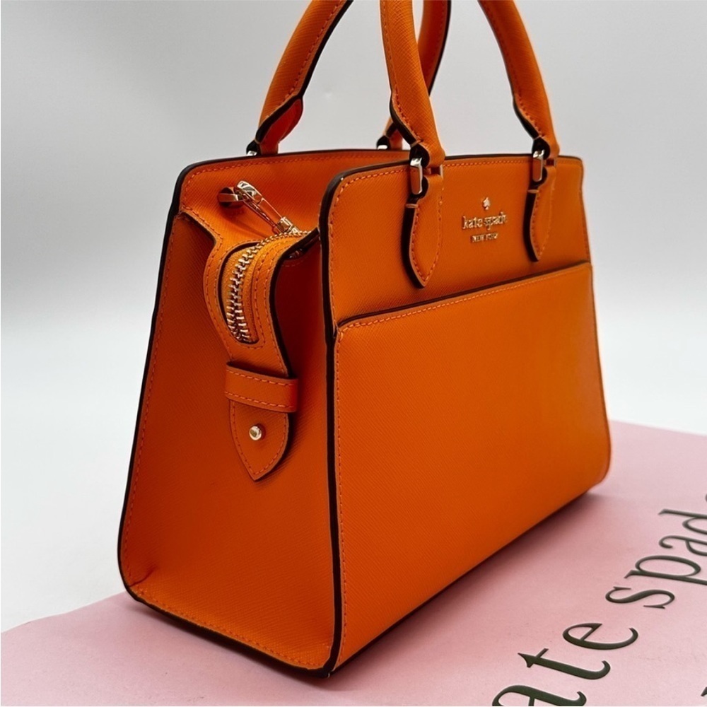 Kate Spade Madison Saffiano Leather
Small Satchel Bag Orange/Gold - Picture 4 of 10